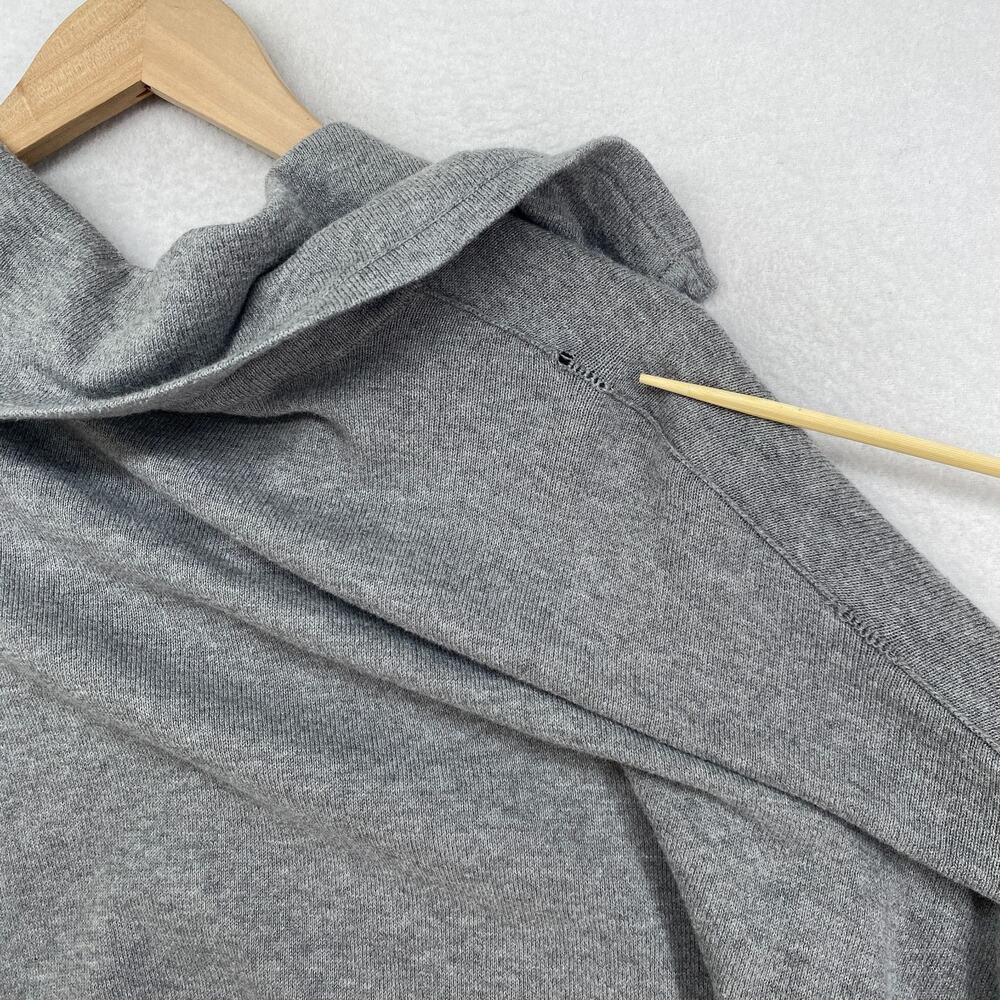 EILEEN FISHER Cardigan L Organic Cotton Snap Front Drawstring Sweater Gray - Picture 8 of 15